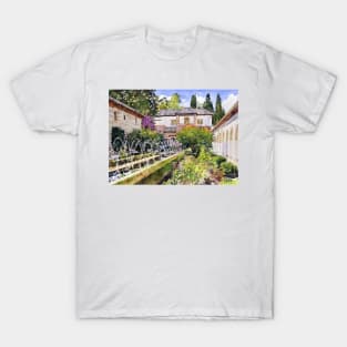 Patio De La Acequia, Generalife, Granada, Spain T-Shirt